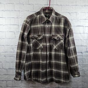 Berne Apparel Men's Pearl Snap Cotton Plaid Long Sleeve Shacket Size XL